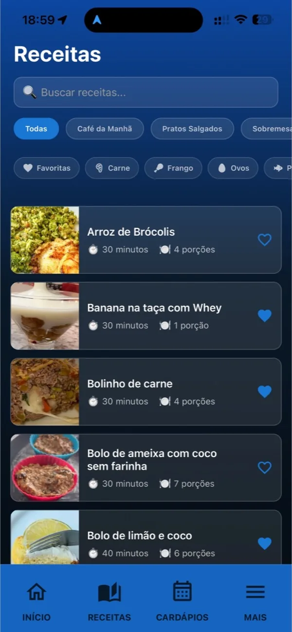 Lista de receitas do app