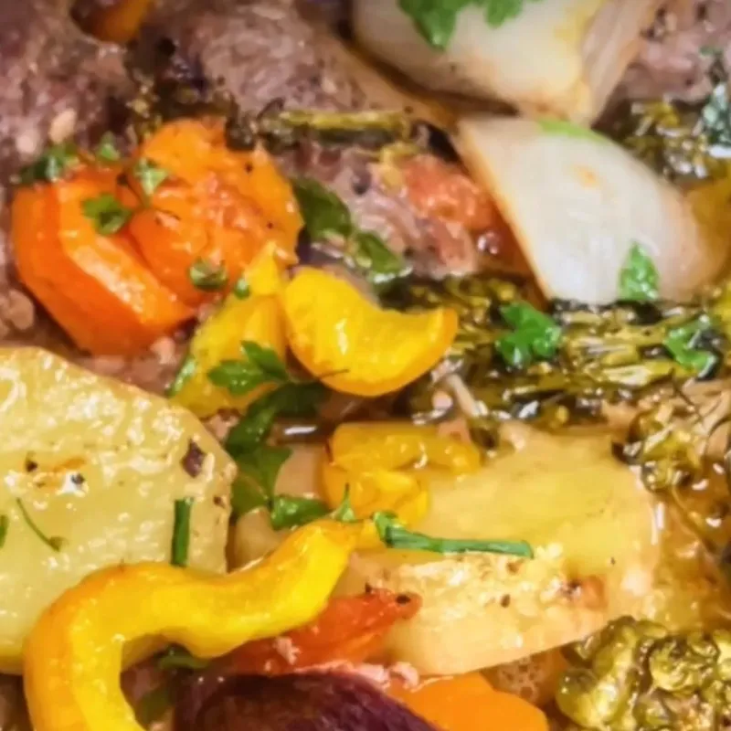 Filé com legumes